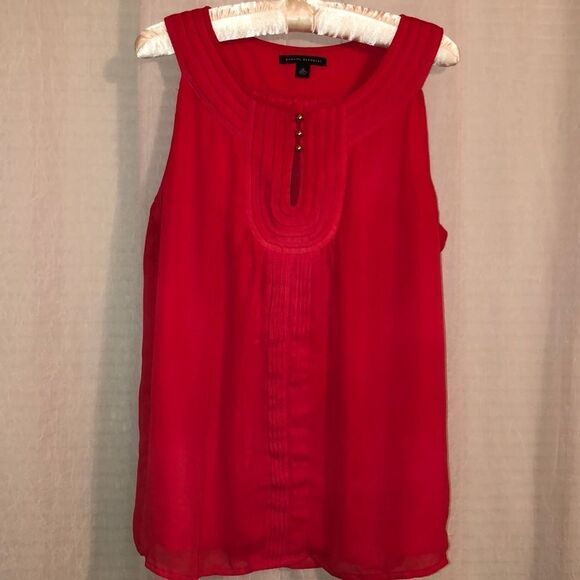 Banana Republic 14 Gorgeous Vibrant Red Sleeveless Blouse - Picture 1 of 14